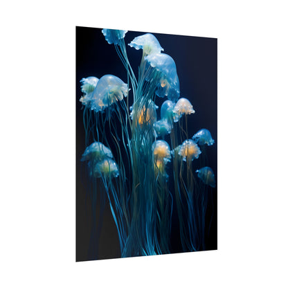 Bioluminescent Oceanic Ballet: Dancer's Magical Night Performance - Poster
