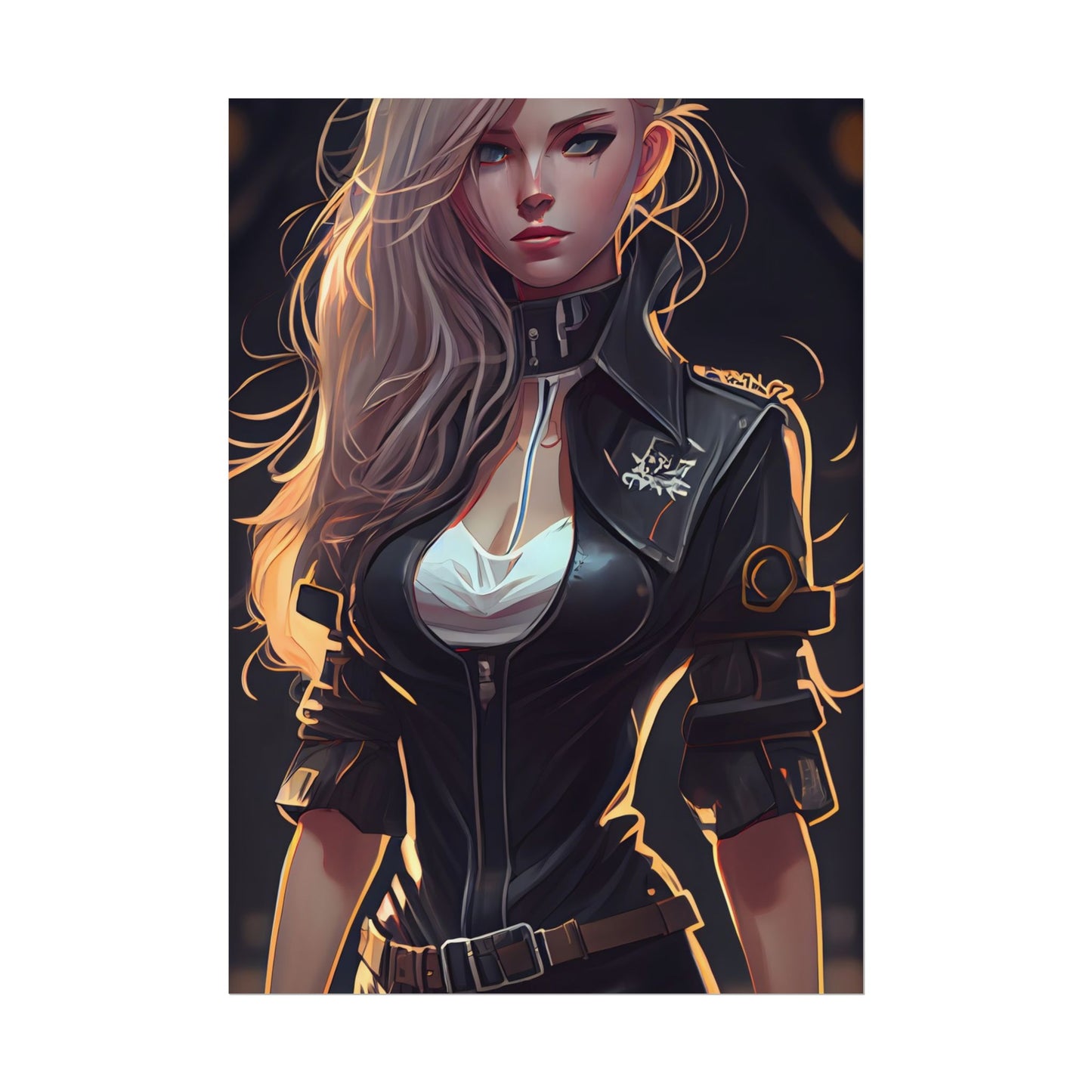 Blonde Female Police Officer: Calm Professional in Hotel Lobby - Poster