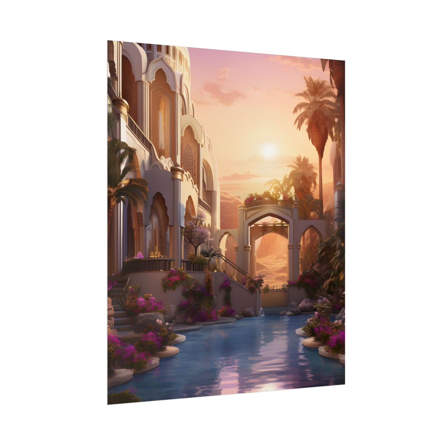 Desert Oasis Serenity: Arabian Nights-Inspired Artwork - Poster