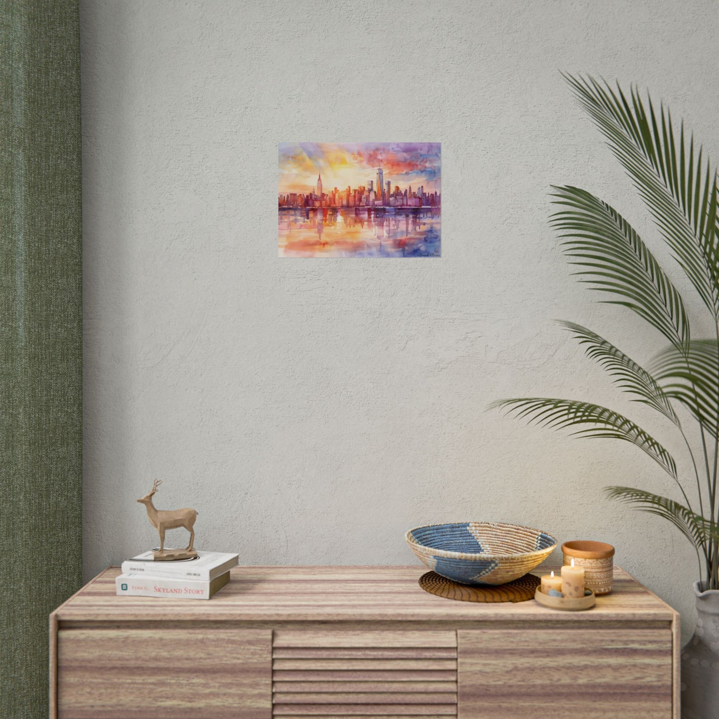 Watercolor Sunset New York City Skyline: Beautiful Artwork - Poster