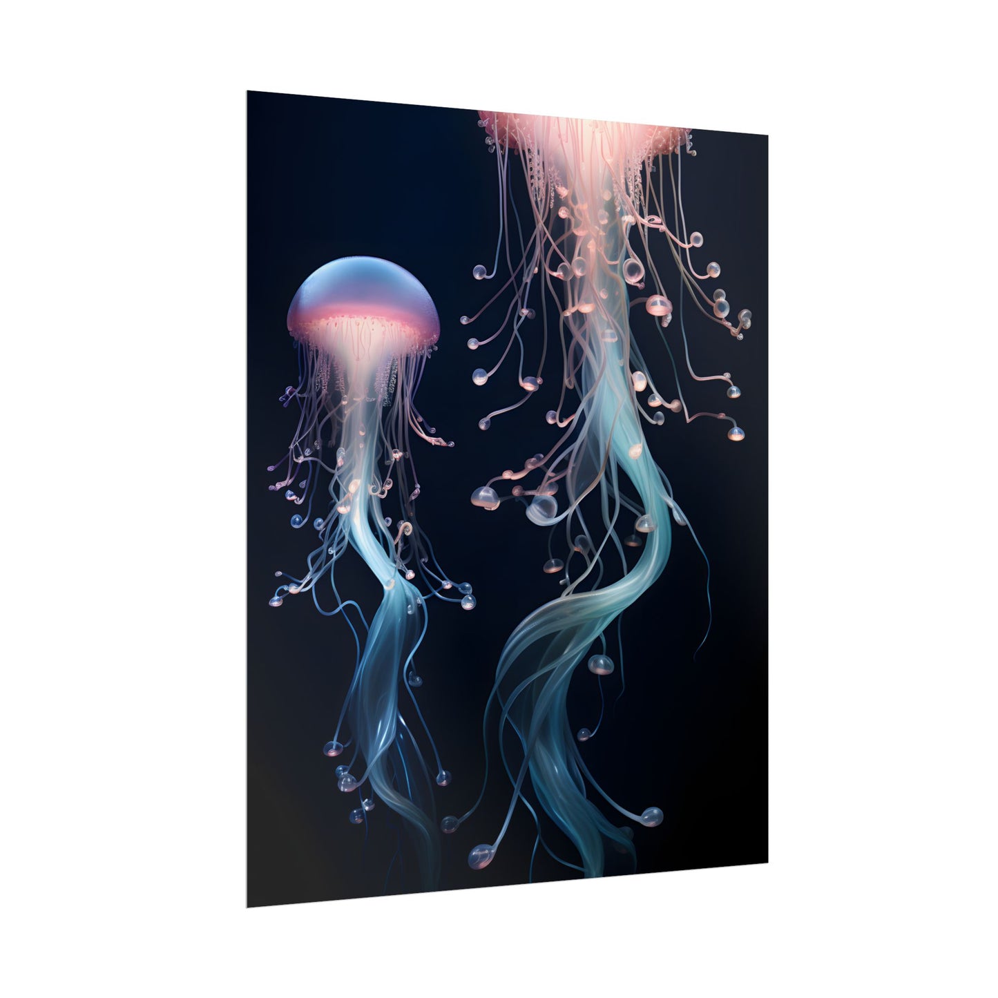 Bioluminescent Oceanic Ballet: Underwater Dancer in Motion - Poster