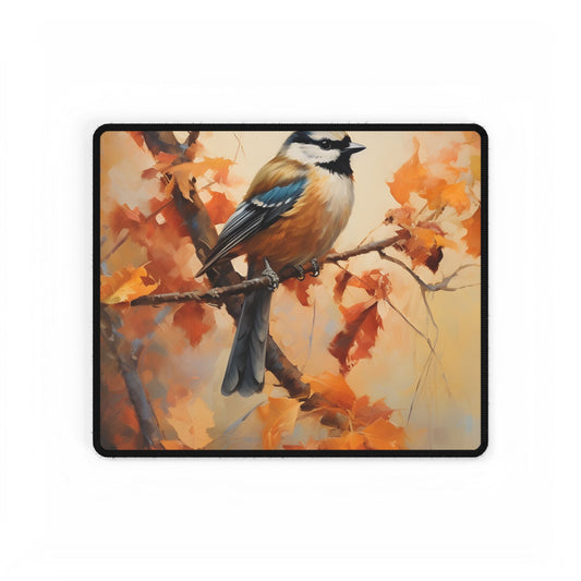 Vibrant Oak Branch: Colorful Leaves Oil Painting - Desk Mat