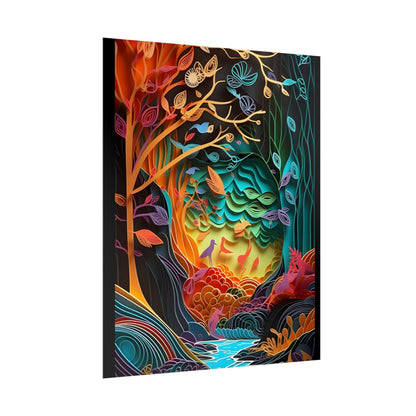 Peaceful Island Oasis: Paper Quilling Landscape Art - Poster