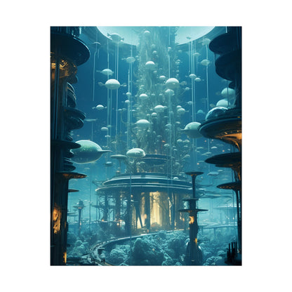 Underwater City of Tomorrow: Futuristic Urban Landscape Art - Poster