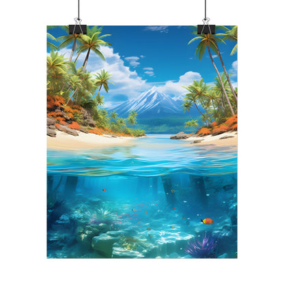 Tropical Paradise Tranquility: Lush Island Getaway Art - Poster