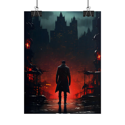Urban Fantasy Detective: Cityscape at Dusk - Noir Artwork - Poster