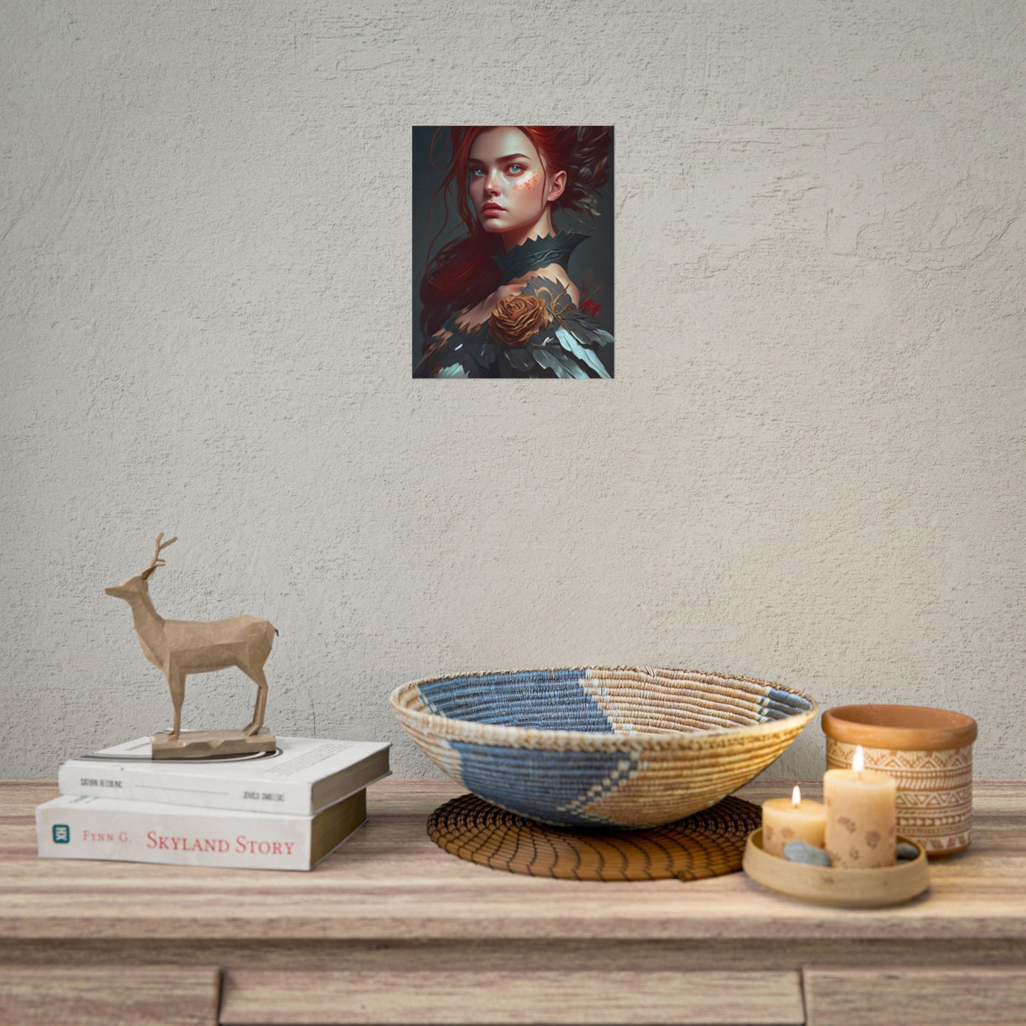 Stunning Redhead in Formal Dress: Elegant Portrait - Poster