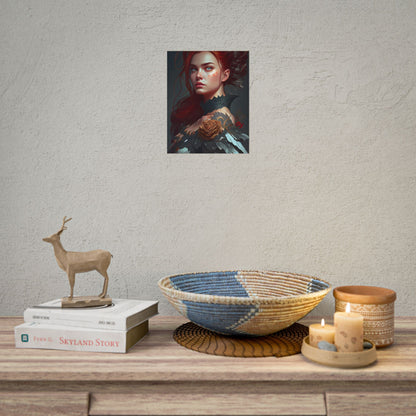 Stunning Redhead in Formal Dress: Elegant Portrait - Poster