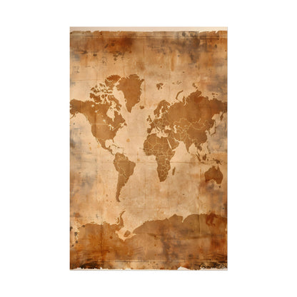 Vintage World Map: Artistic Cartography on Canvas - Poster