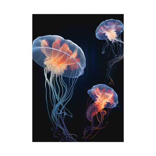 Bioluminescent Oceanic Ballet: Underwater Art - Poster