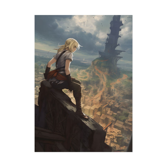 Dramatic Anime Birds in Flight: Vibrant Skies Digital Art - Poster