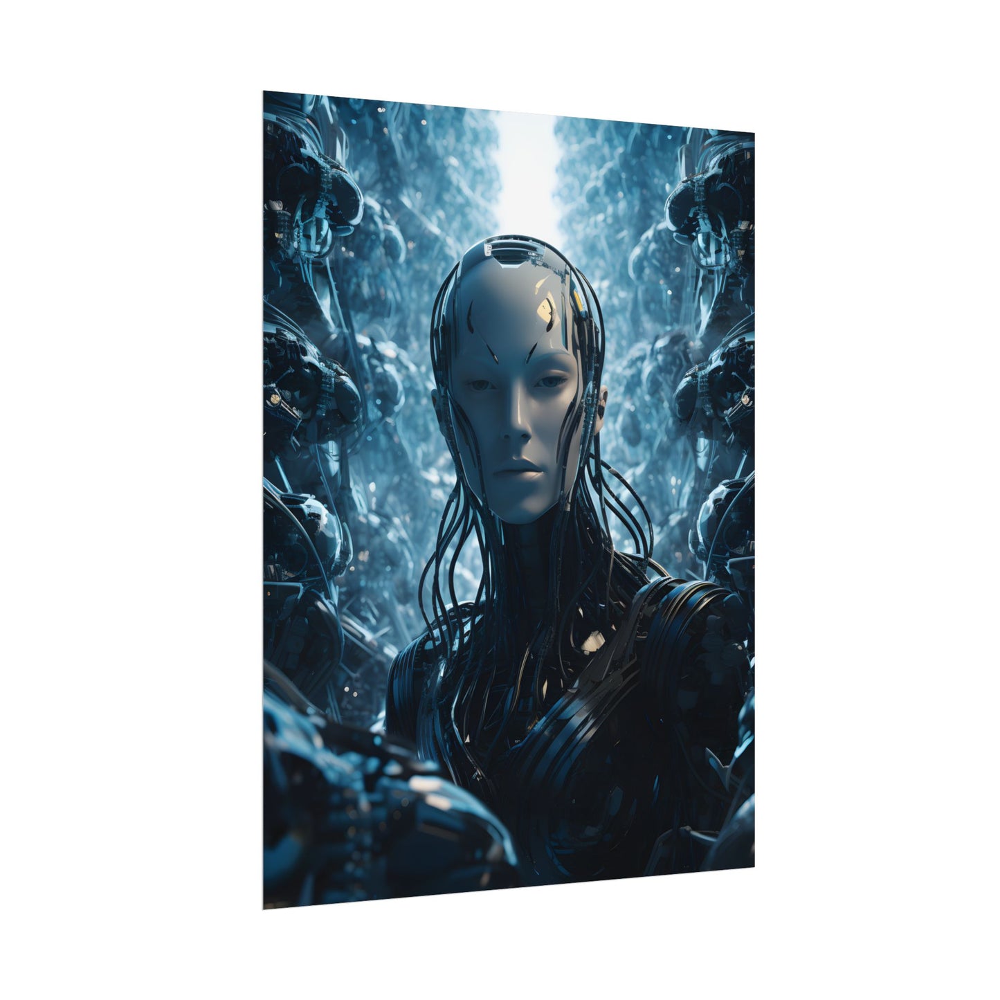 Robot Orchestra Symphony: Futuristic City Digital Art - Poster