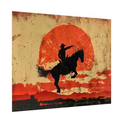 Vintage Rodeo Cowboy: Classic Bucking Bronco Art - Poster