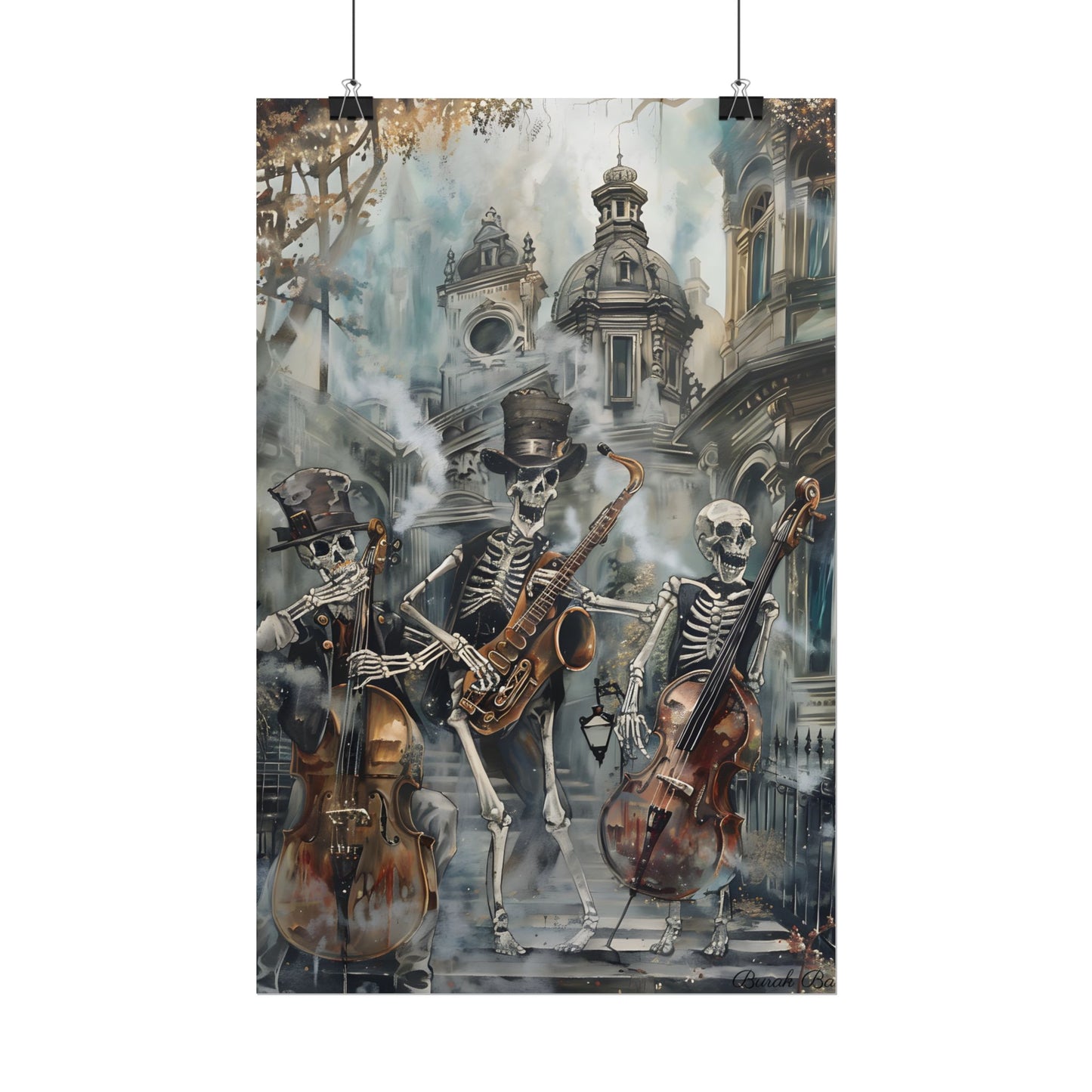 Victorian Lowbrow Jazz: Skeleton Band in Artistic Swing - Poster