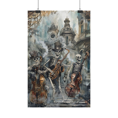 Victorian Lowbrow Jazz: Skeleton Band in Artistic Swing - Poster