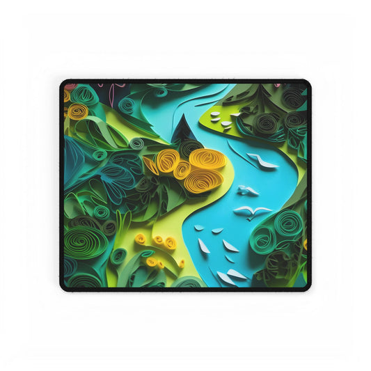 Colorful European Paper Quilling Artwork: Geometric Landscapes - Desk Mat