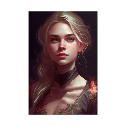 Astonishing Blonde Portrait: Artistic Beauty in Darkness - Poster