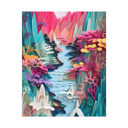 Japanese Paper Quilling Craft: Vibrant Landscape Art - Poster