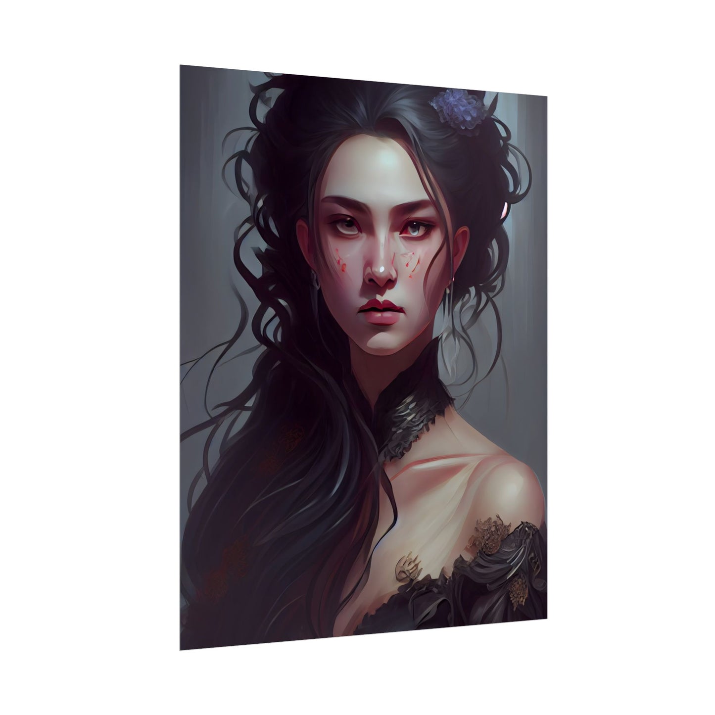 Astonishing Female Portrait: Dr. Black Hair Elegance - Poster