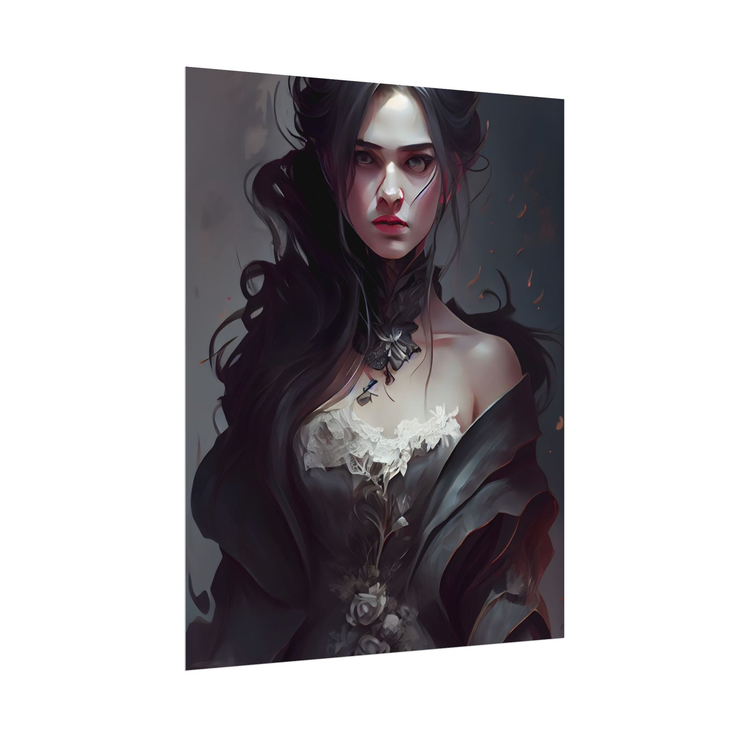 Black Haired Female Portrait: Elegant Outdoor Beauty - Poster