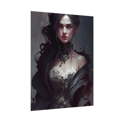 Black Haired Female Portrait: Elegant Outdoor Beauty - Poster