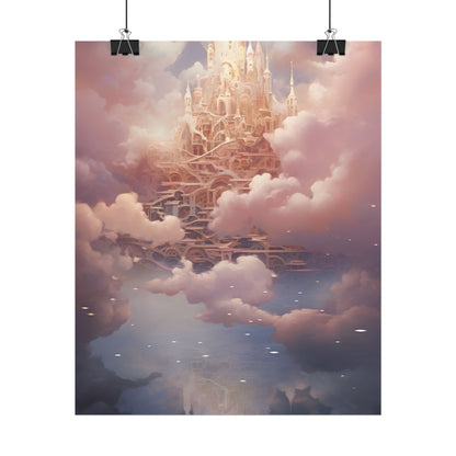 Celestial Fantasy Floating City: Digital Artwork - Poster