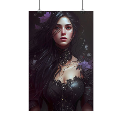 Striking Woman Portrait: Black Hair Artwork - Poster