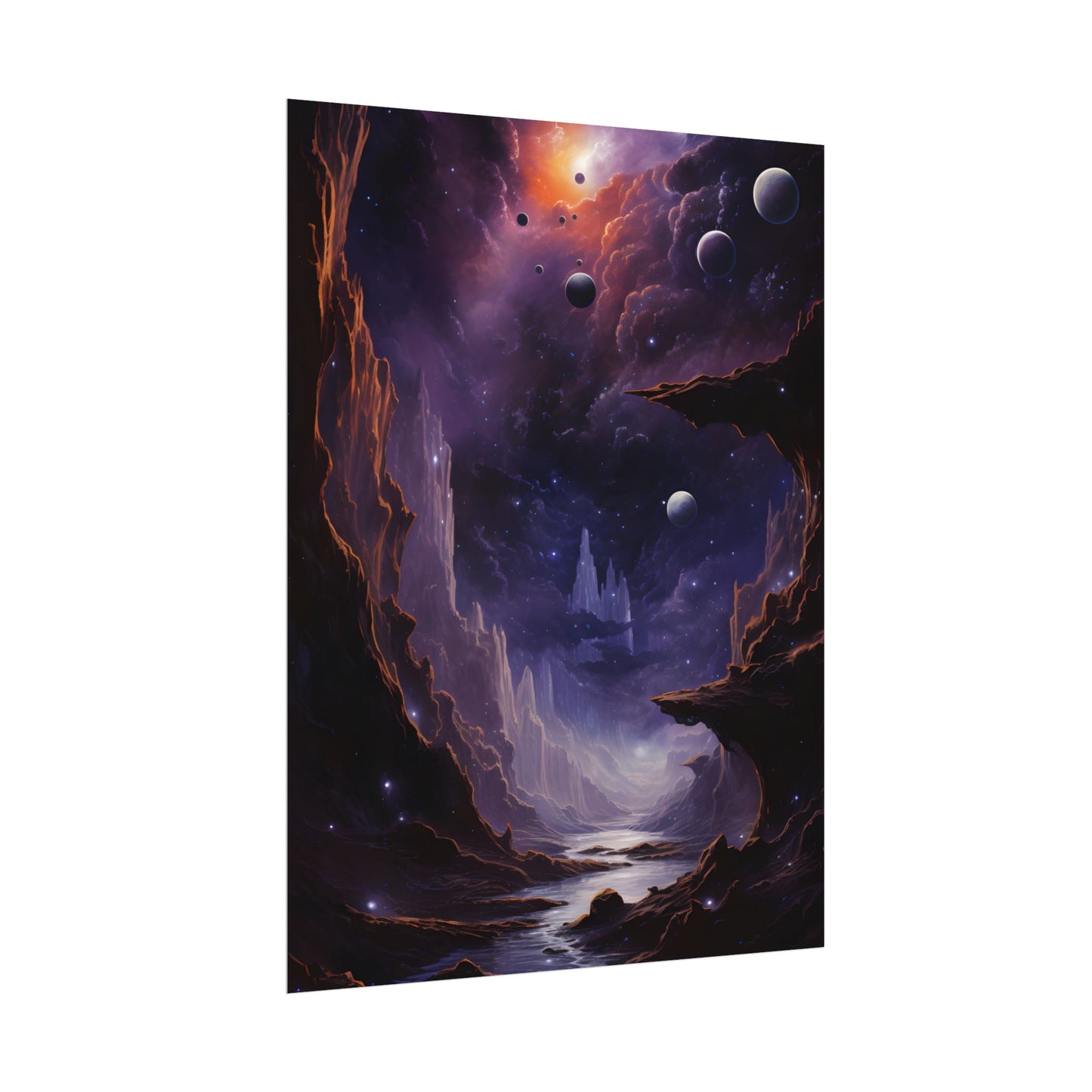 Black Hole Cosmic Odyssey: A Massive Planet's Journey Through Space - Poster