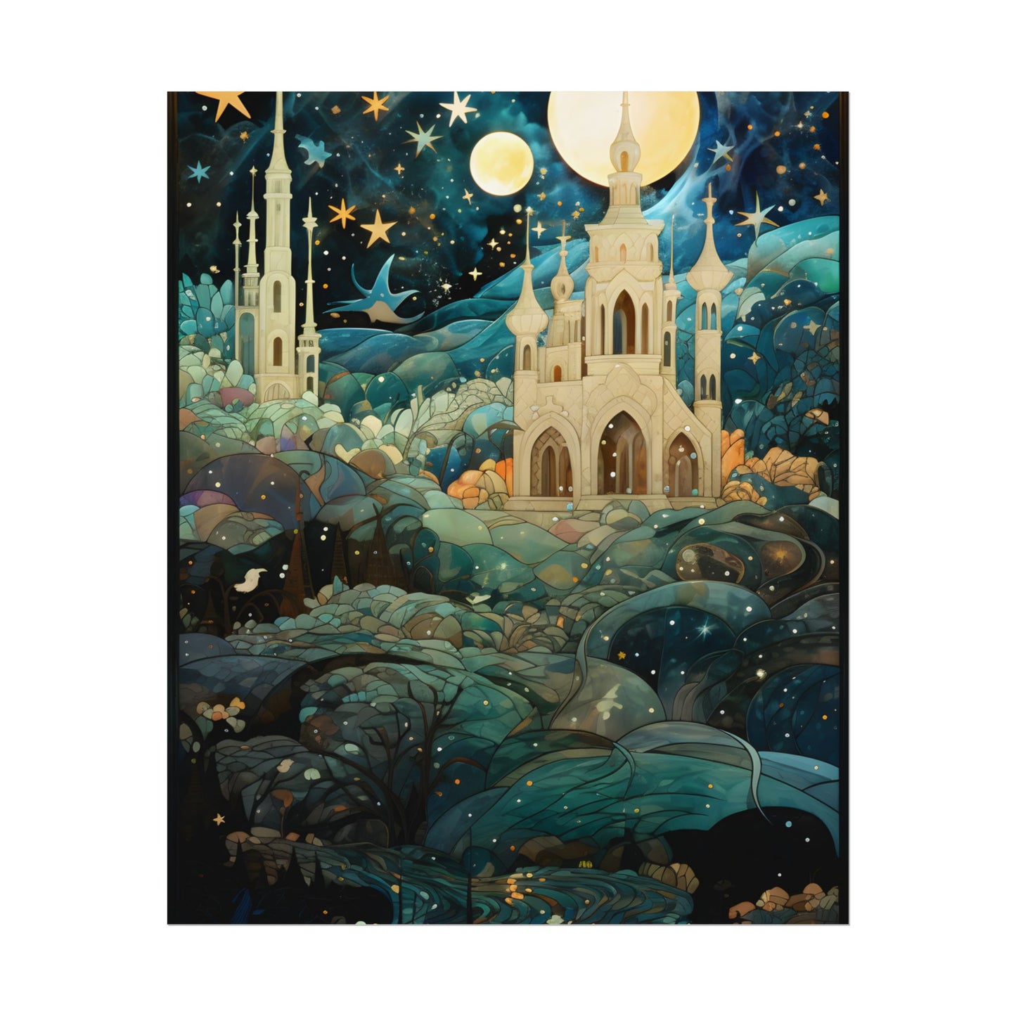 Medieval Stained Glass: Intricate Church Windows Art - Poster