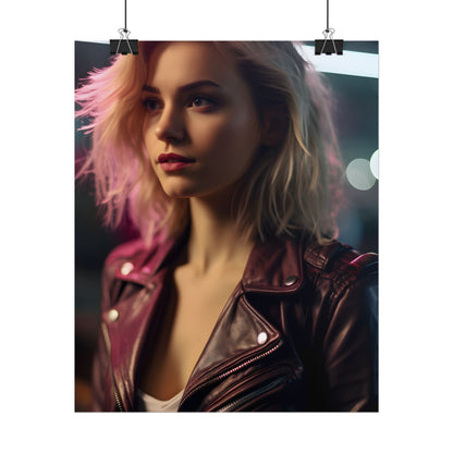 Cyberpunk Teen Close-Up: Digital Artwork - Poster