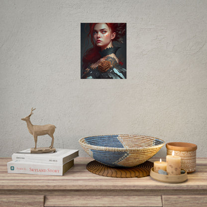 Stunning Redhead in Formal Dress: Elegant Portrait - Poster