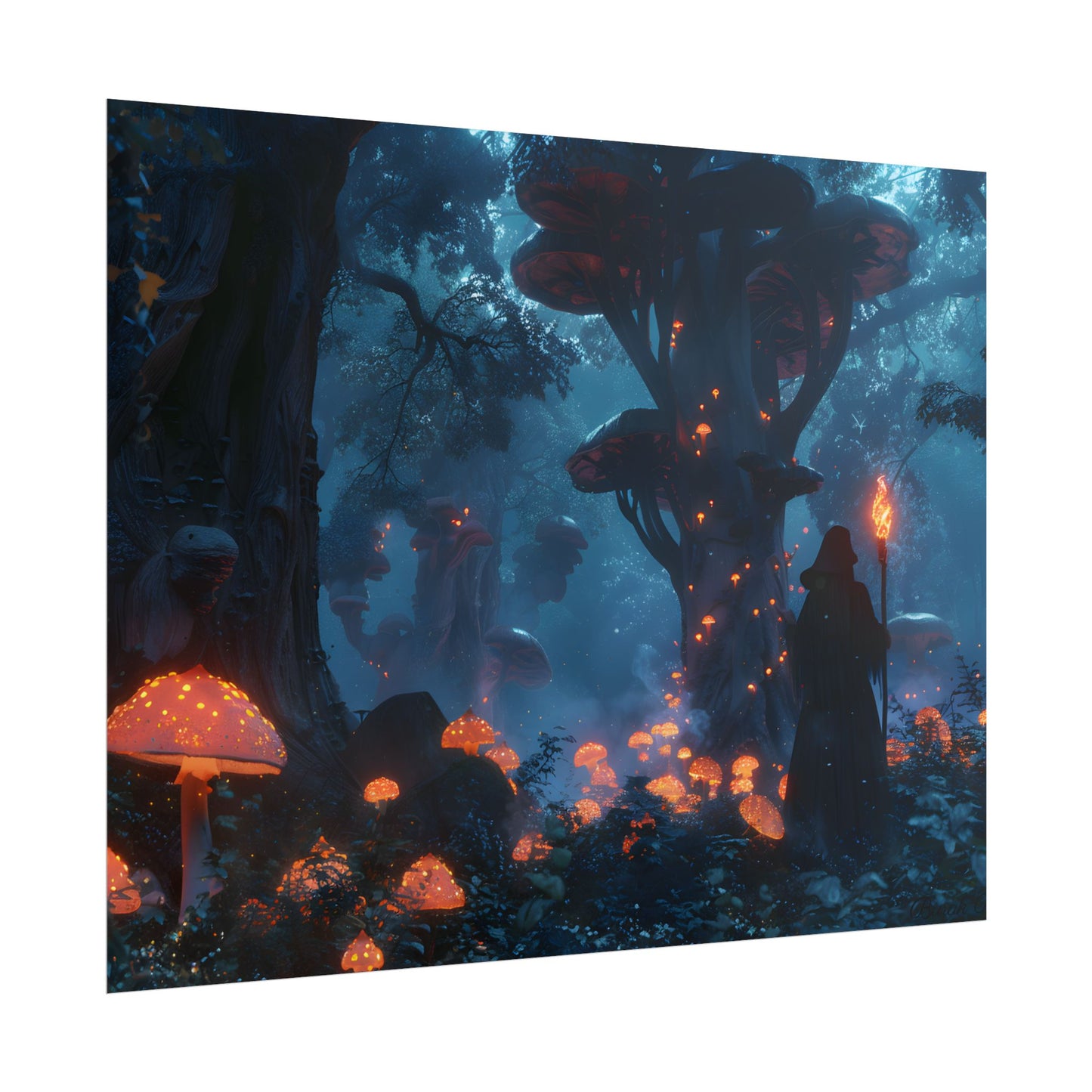 Mystical Forest Encounter: Vibrant Witch Artwork - Poster