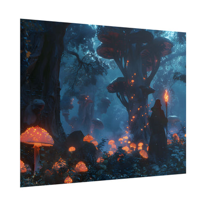 Mystical Forest Encounter: Vibrant Witch Artwork - Poster