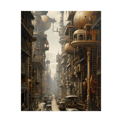 Steampunk Cityscape: A Glimpse into Jules Verne's Paris - Poster
