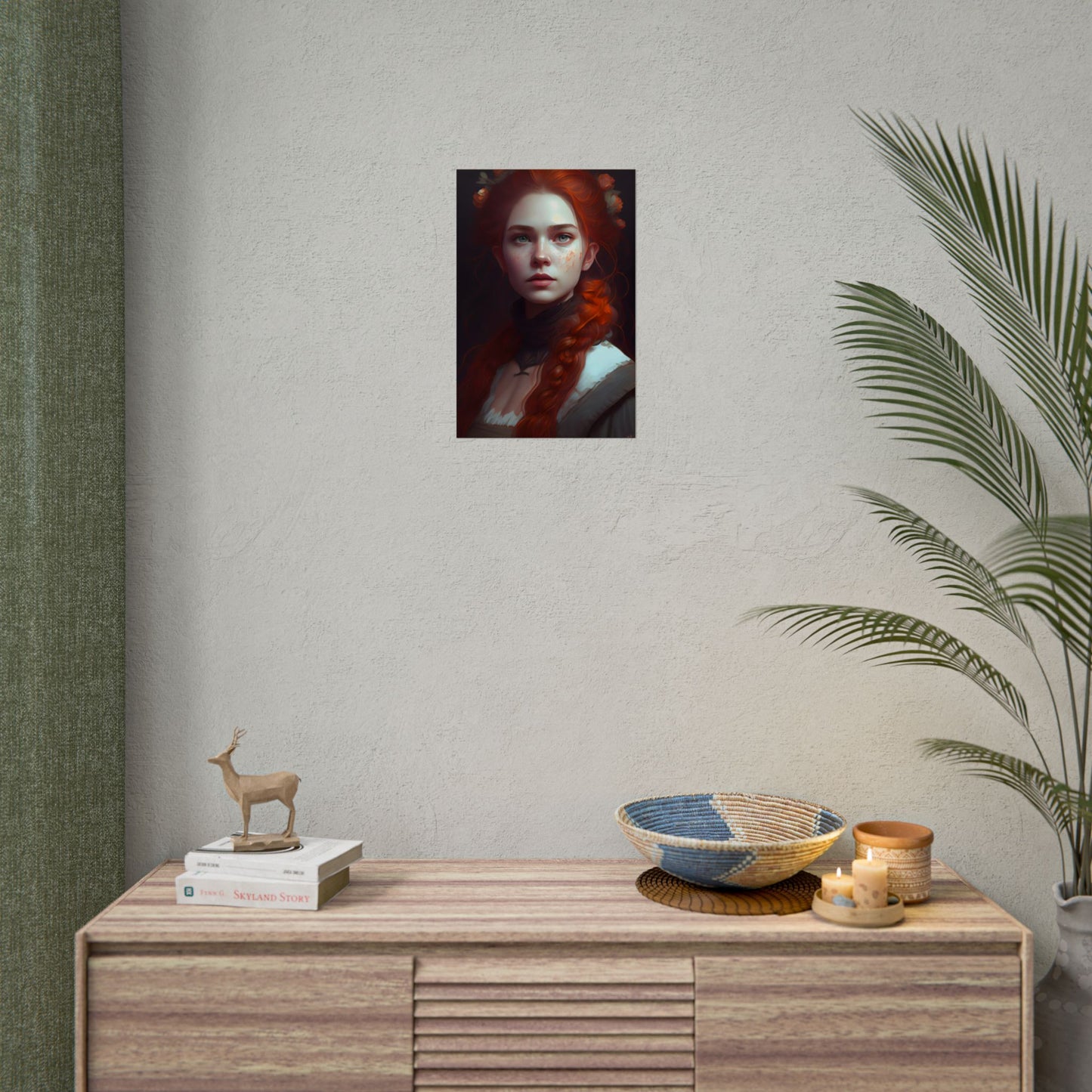 Astonishing Redhead Portrait: Elegant Young Woman in Dress - Poster