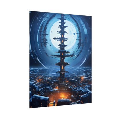 Aetherial Space Station: Low Earth Orbit Digital Art - Poster