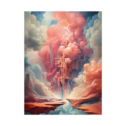 Cyber Dreamscape: Abstract Artwork in Neon Hues - Poster