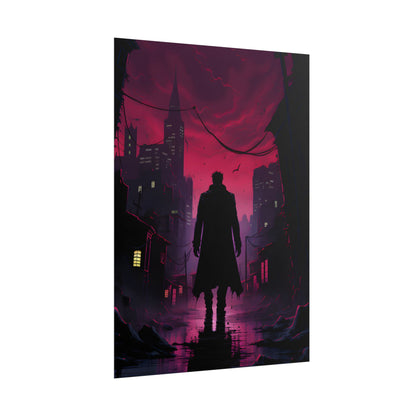 Gritty Urban Scene: Detective in Thought - Poster