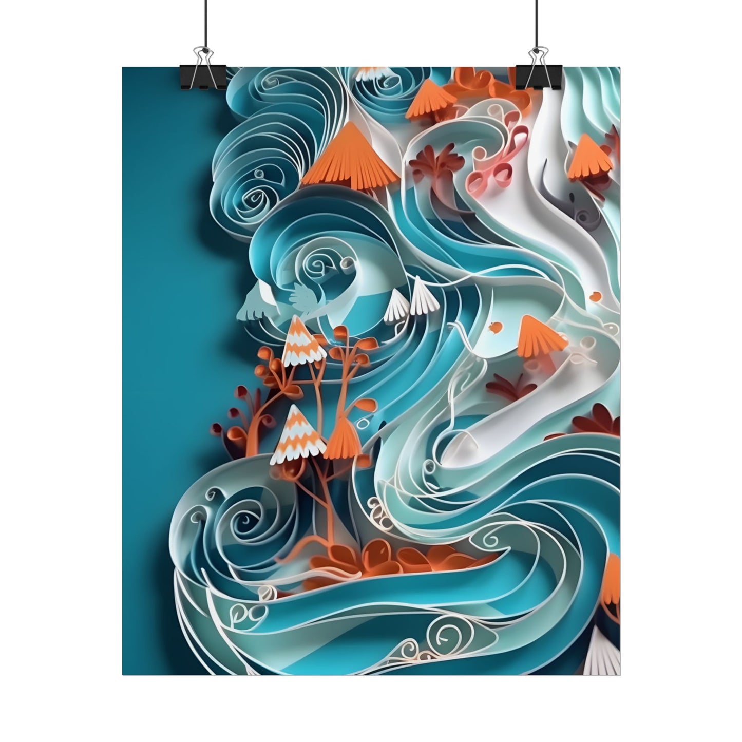 Paper Quilled Canyon Landscape: Natural Desert Artwork - Poster