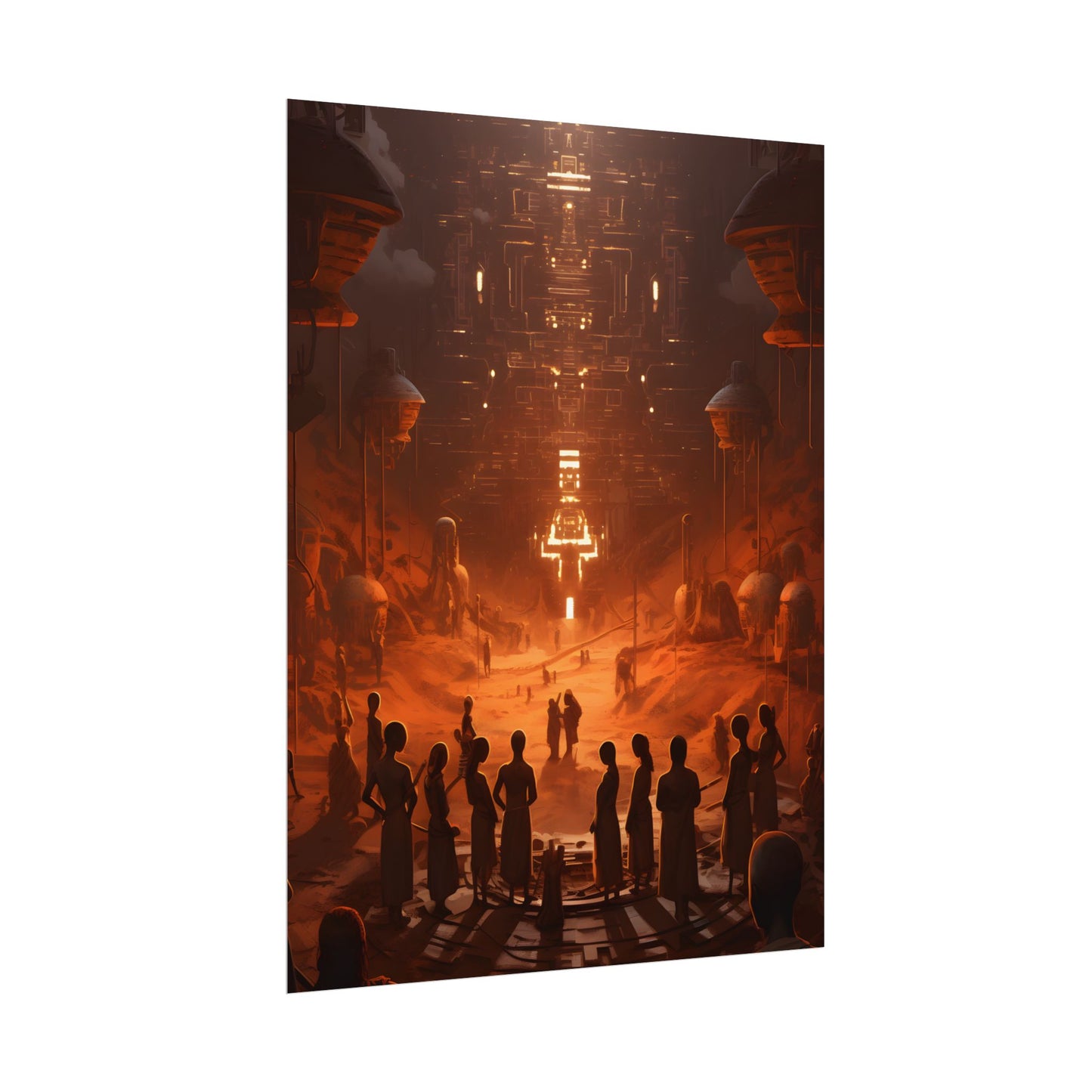 Vibrant Futuristic Tribal Gathering: Digital Art - Poster