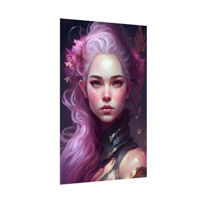 Astonishing Female Portrait with Pink Hair: Dre Artwork - Poster