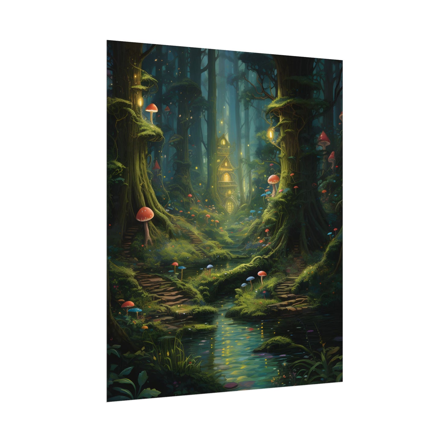 Enchanted Forest: Grimm's Fairy Tale Characters in Serene Woods - Poster