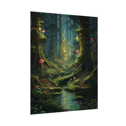 Enchanted Forest: Grimm's Fairy Tale Characters in Serene Woods - Poster