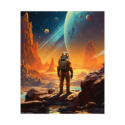 Futuristic Wilderness Explorer: Solo Journey in the Unknown - Poster