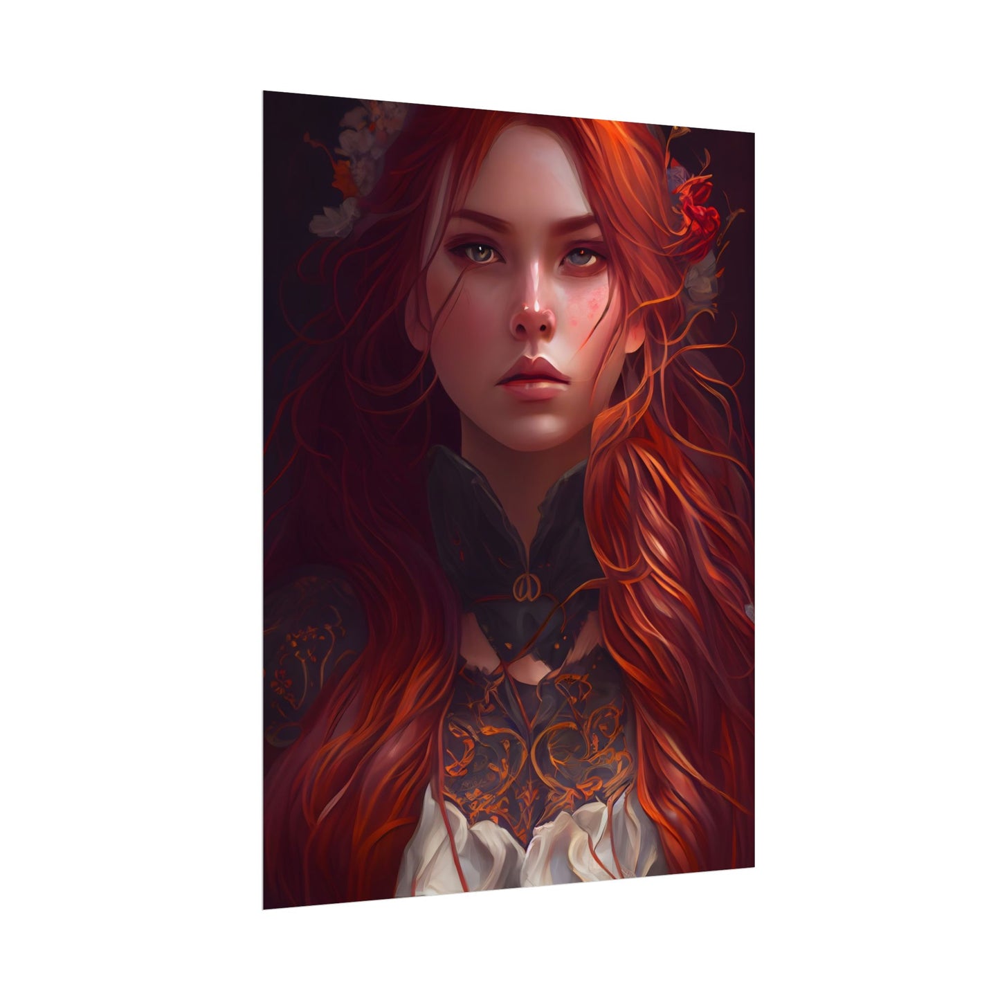 Redhead Female Portrait in a Dress - Poster