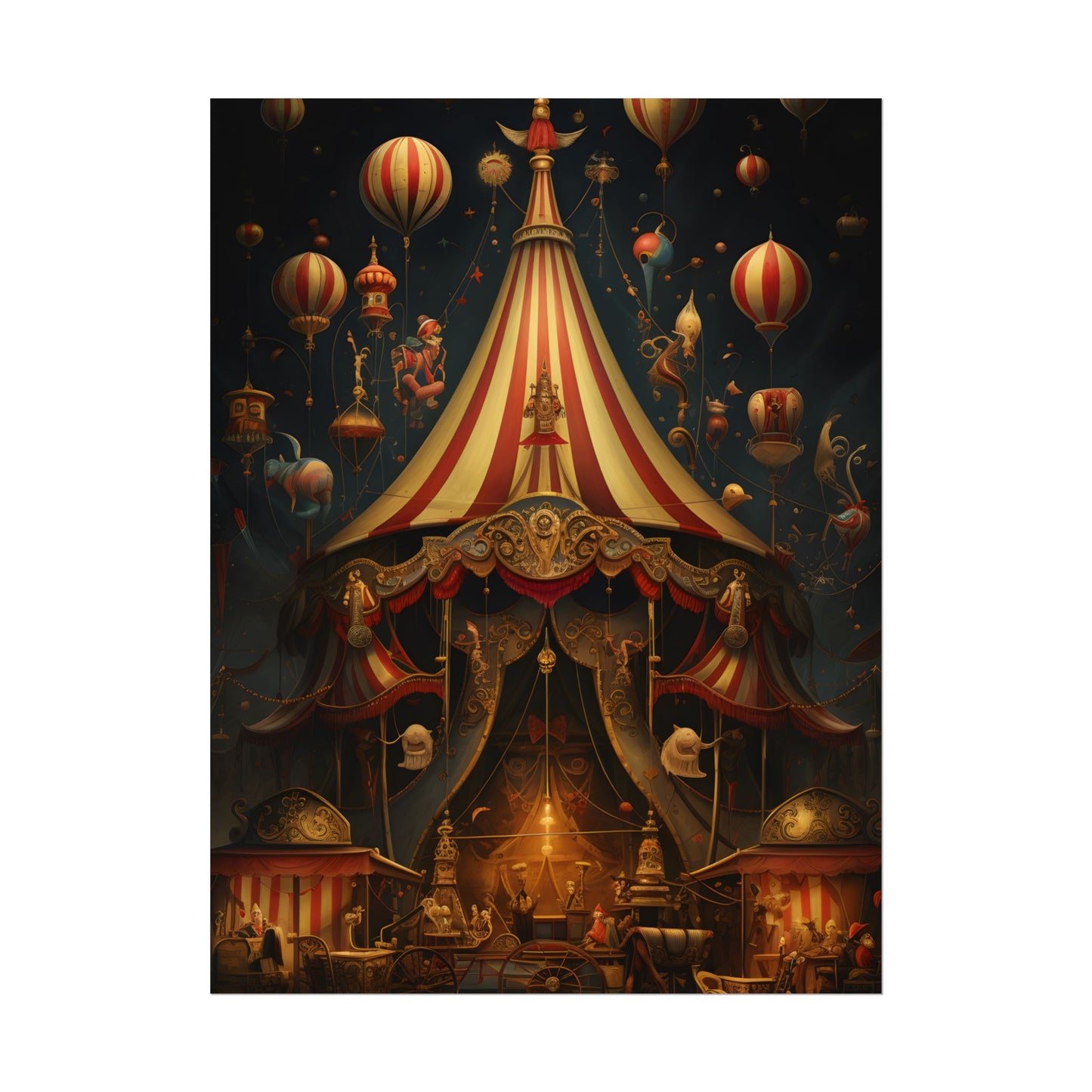 Whimsical Clockwork Circus: Fantastical Art with Vibrant Details - Poster