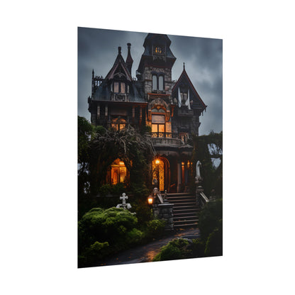 Spooky Victorian Mansion: Atmospheric Haunted Artwork - Poster