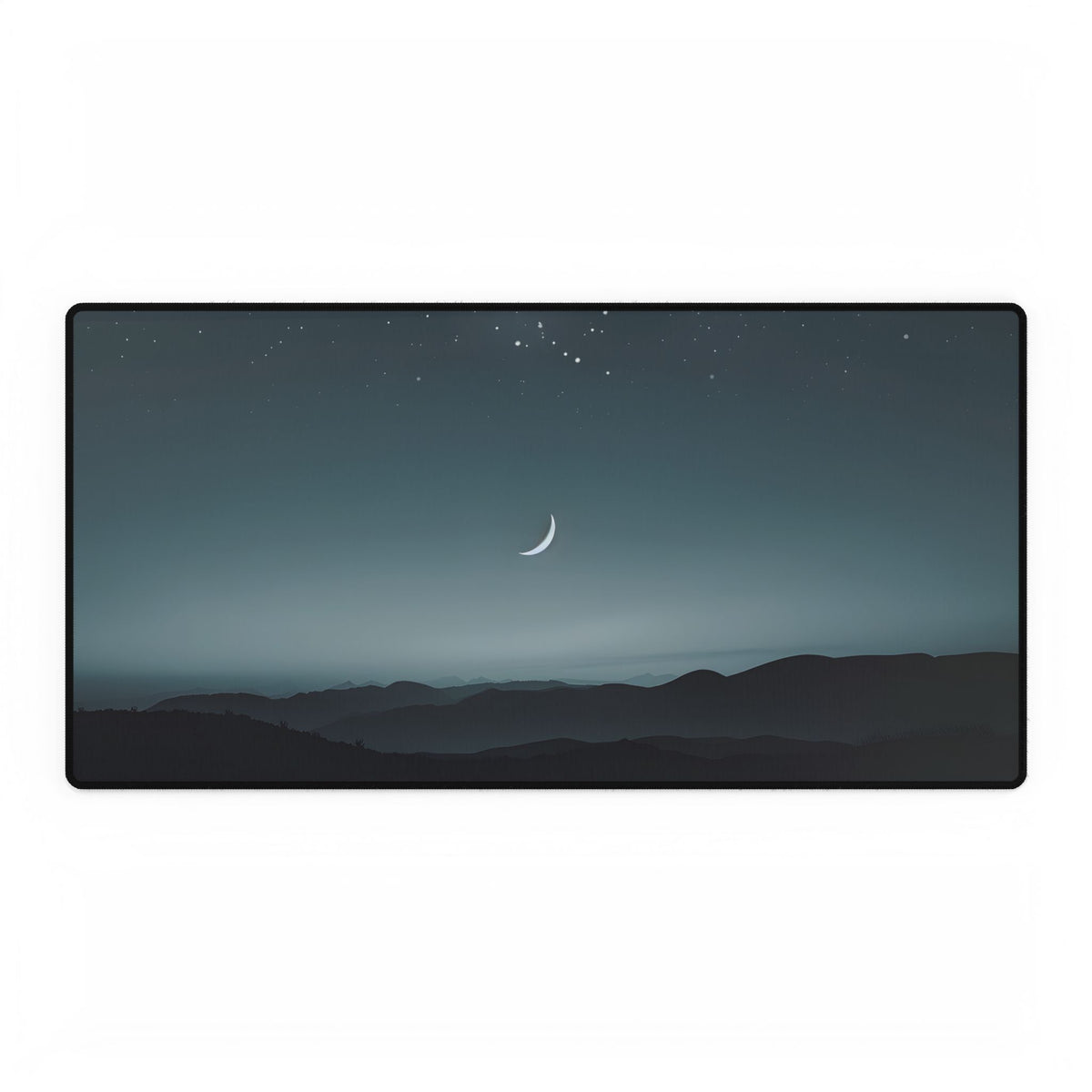 Minimalist Night Scene: Blue-Gray Sky Digital Art - Desk Mat
