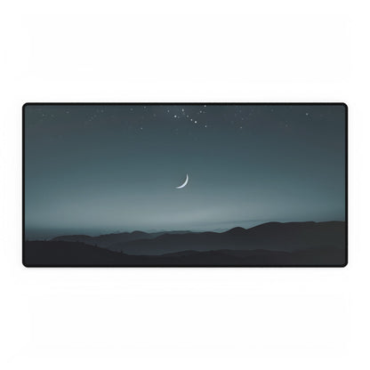 Minimalist Night Scene: Blue-Gray Sky Digital Art - Desk Mat