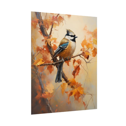 Vibrant Oak Branch: Colorful Leaves Oil Painting - Poster